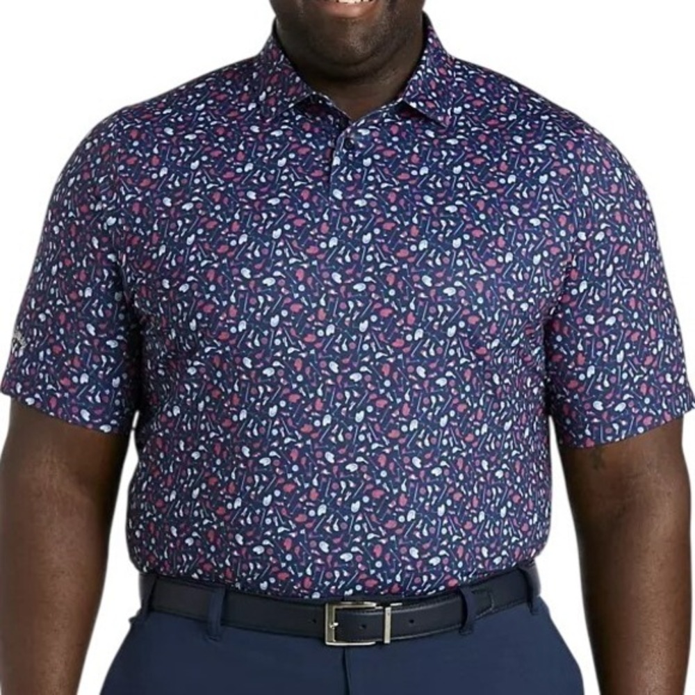 Mens Plus Size Callaway Golf Polo Shirt Golf‎ Print Short Sleeve Mens Casual 4XL